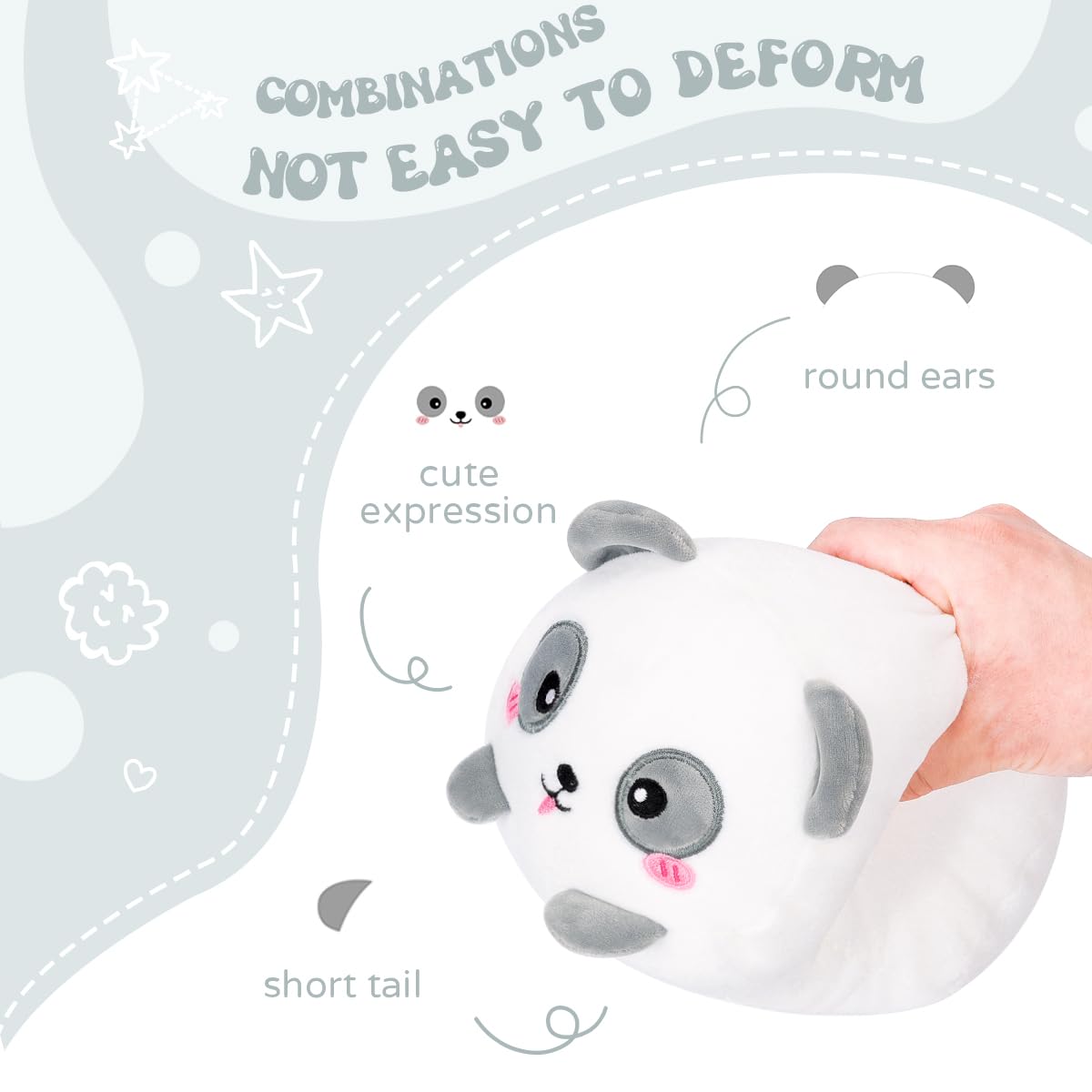8-Inch Panda Plush Pillow – Soft Cylindrical Hugging Toy from AIXINI