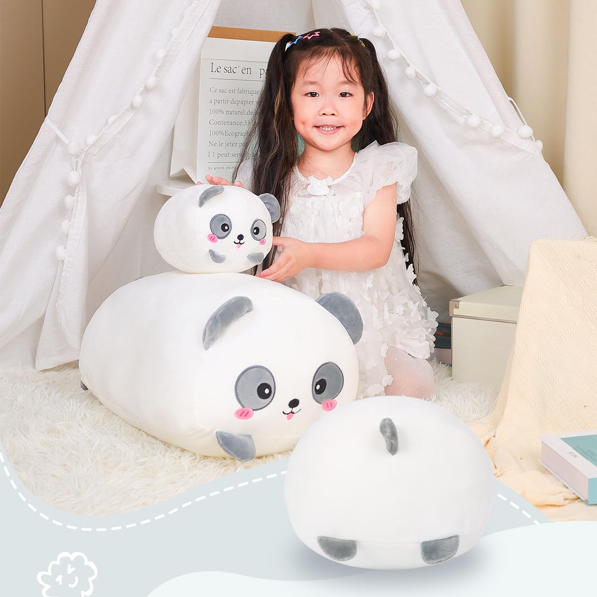 8-Inch Panda Plush Pillow – Soft Cylindrical Hugging Toy from AIXINI