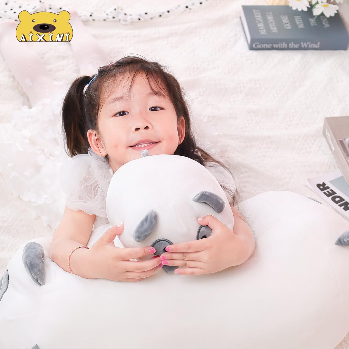 8-Inch Panda Plush Pillow – Soft Cylindrical Hugging Toy from AIXINI