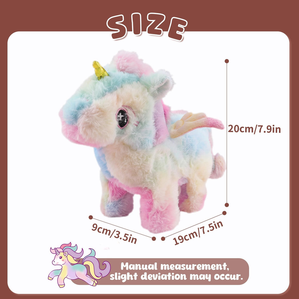 8-Inch Walking Unicorn Plush Toy – Interactive Stuffed Animal with Sound and Motion, Gift for Toddlers