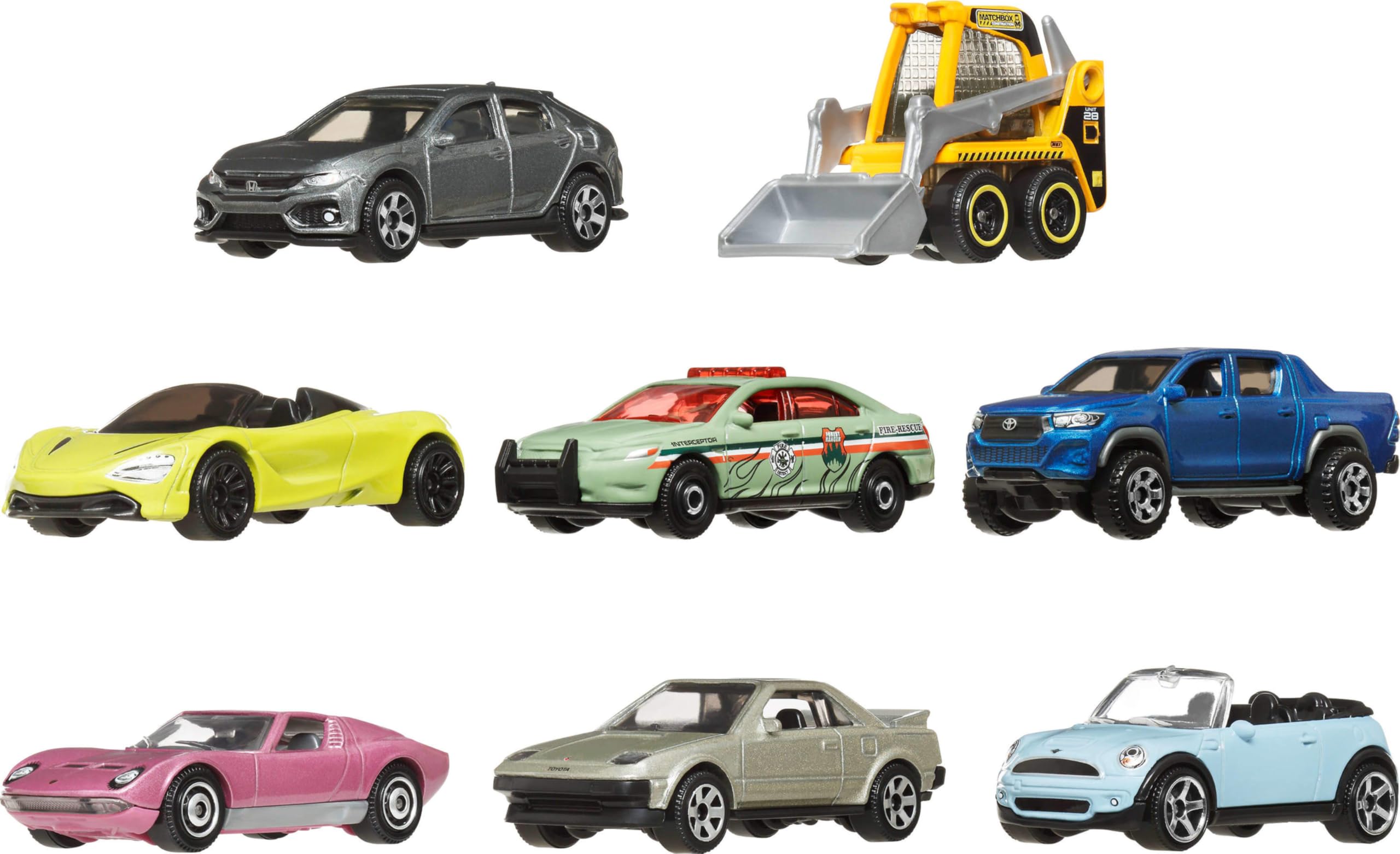 8-Matchbox Vehicles Set: 1:64 Scale Die-Cast Cars & Trucks with Exclusive Model