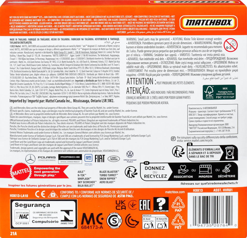 8-Matchbox Vehicles Set: 1:64 Scale Die-Cast Cars & Trucks with Exclusive Model