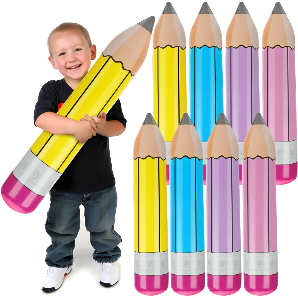8 Pack Giant Inflatable Pencil Balloons – 28.7 Inch Jumbo Blow Up Pencils for Back to School, Graduation, Birthdays, and Party Decorations