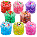 8-Pack Jelly Cube Crunchy Slime Kit with Non-Sticky Clear Slime – Stress Relief Toy for Kids and Adults