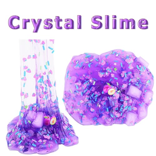 8-Pack Jelly Cube Crunchy Slime Kit with Non-Sticky Clear Slime – Stress Relief Toy for Kids and Adults