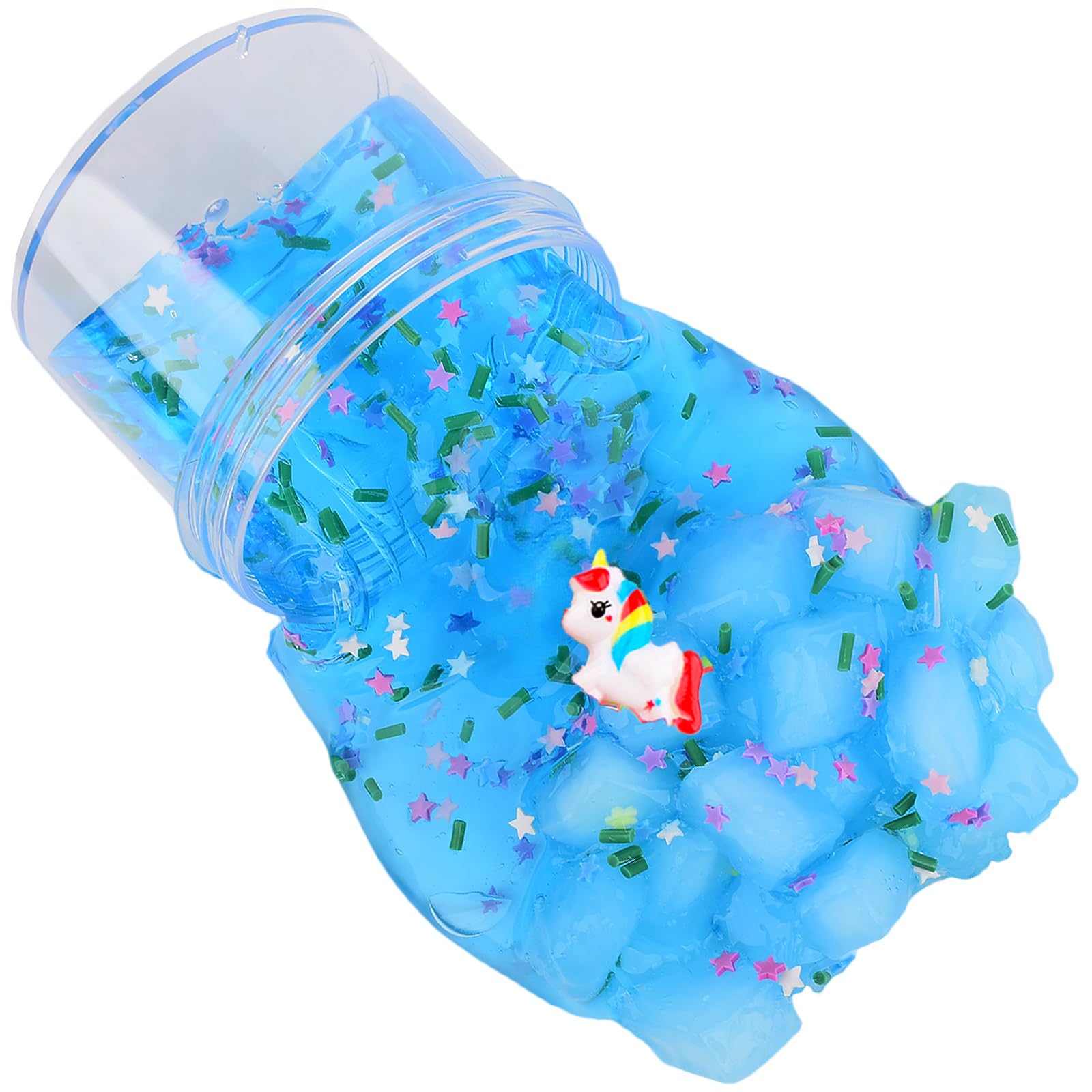 8-Pack Jelly Cube Crunchy Slime Kit with Non-Sticky Clear Slime – Stress Relief Toy for Kids and Adults