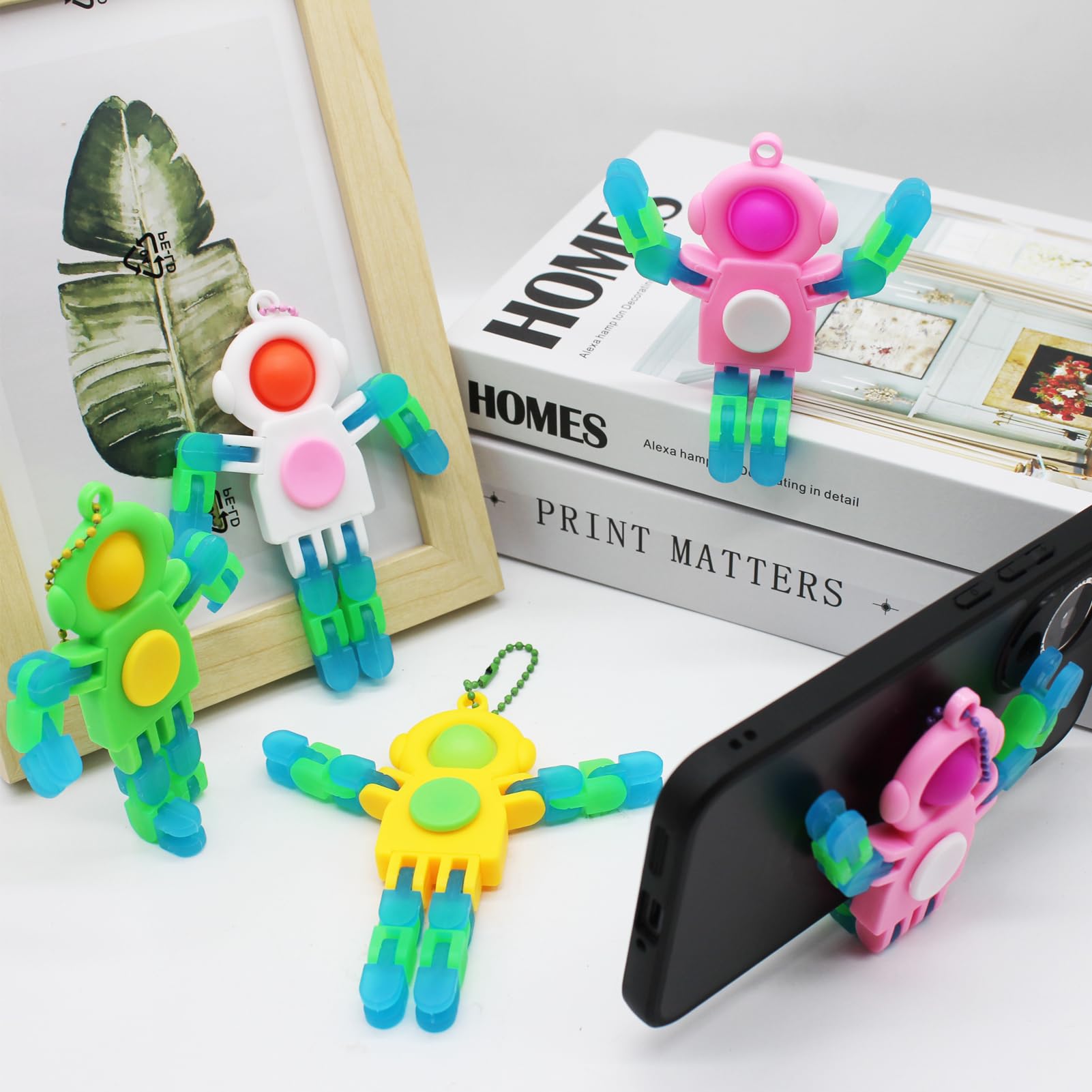 8-Pack Luminous Fidget Spinner Toy with Wacky Tracks - 3-in-1 Pop, Spin & Fold Space Astronaut for Kids