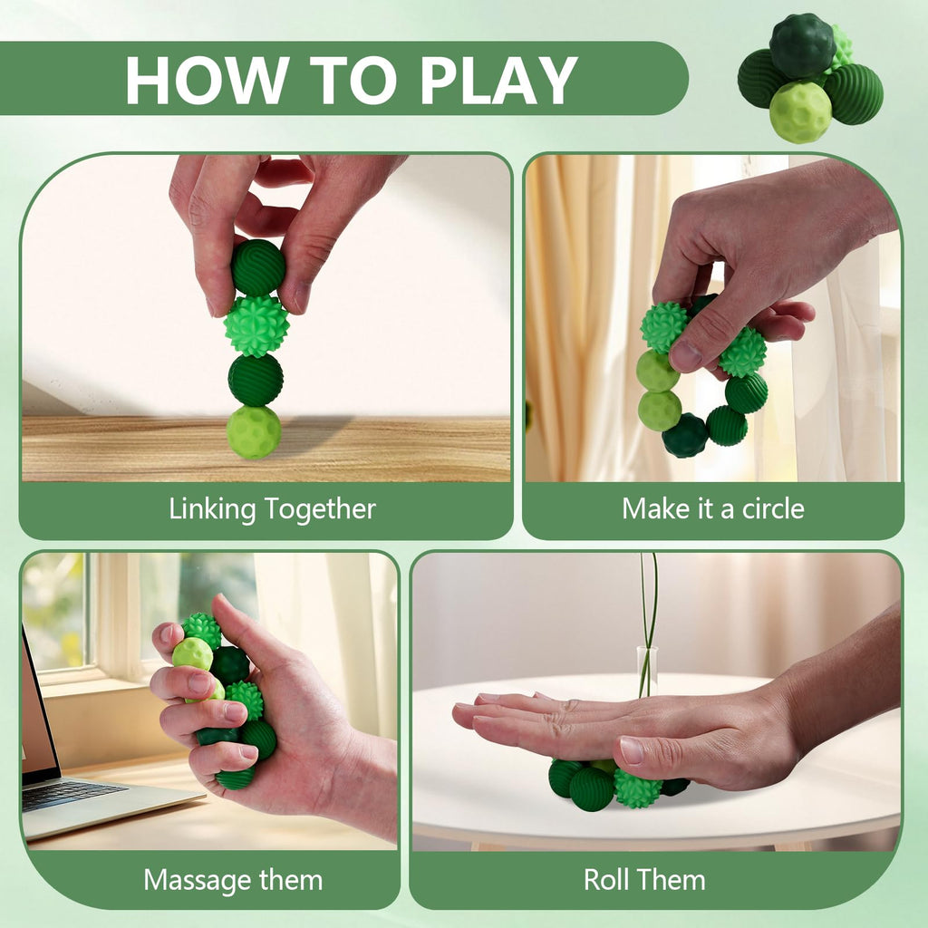 8 Pack Magnetic Balls Fidget Toy with Textured Silicone Shell - Stress Relief Sensory Toy for Anxiety, ADHD, Autism - Silent Desk Toy for Adults and Teens (Green)