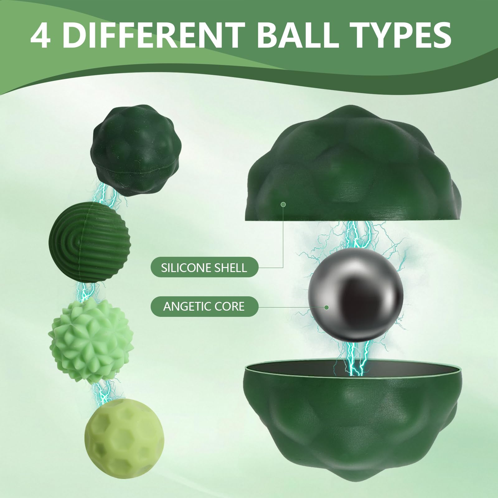 8 Pack Magnetic Balls Fidget Toy with Textured Silicone Shell - Stress Relief Sensory Toy for Anxiety, ADHD, Autism - Silent Desk Toy for Adults and Teens (Green)
