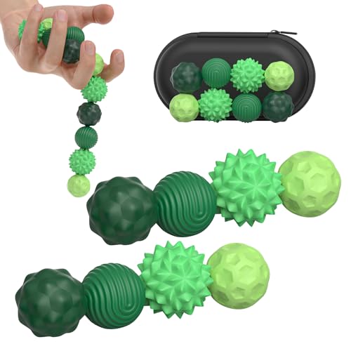 8 Pack Magnetic Balls Fidget Toy with Textured Silicone Shell - Stress Relief Sensory Toy for Anxiety, ADHD, Autism - Silent Desk Toy for Adults and Teens (Green)