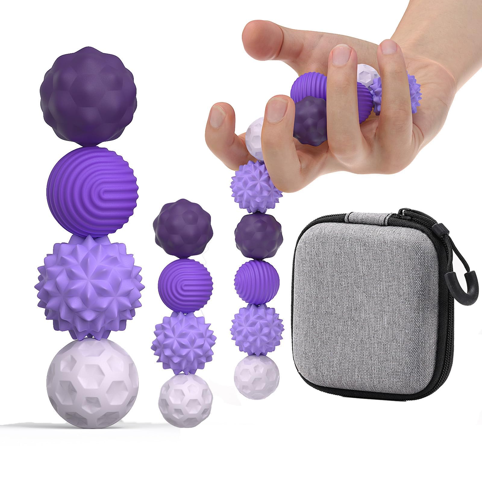 8 Pack Magnetic Fidget Balls Set - 2 Sizes, 4 Textures, Silicone Stress Relief Toys for Adults & Teens (Large 1.1 in, Small 0.8 in)