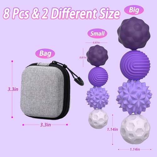 8 Pack Magnetic Fidget Balls Set - 2 Sizes, 4 Textures, Silicone Stress Relief Toys for Adults & Teens (Large 1.1 in, Small 0.8 in)