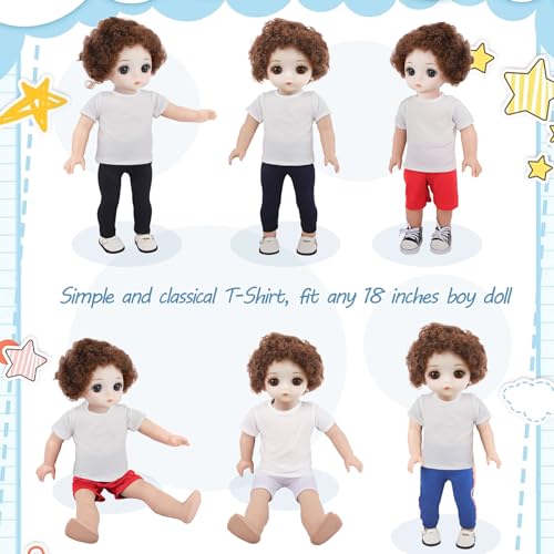8 Pack Plain White Doll T-Shirts for 18 Inch Boy Dolls – Sublimation Blank Tees for DIY Crafting