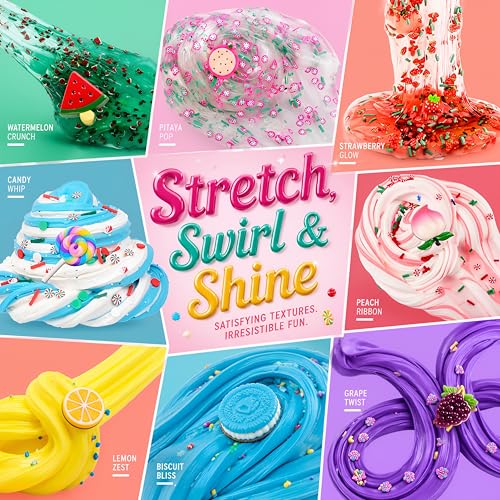 8-Pack Scented Slime Kit with Peach Butter and Clear Slime, Non-Sticky, Includes Charms – Gift for Kids