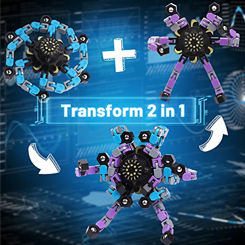 8-Pack Transformable Fidget Spinner Toys - Deformation Robot Chain Spinner for Stress Relief and Focus