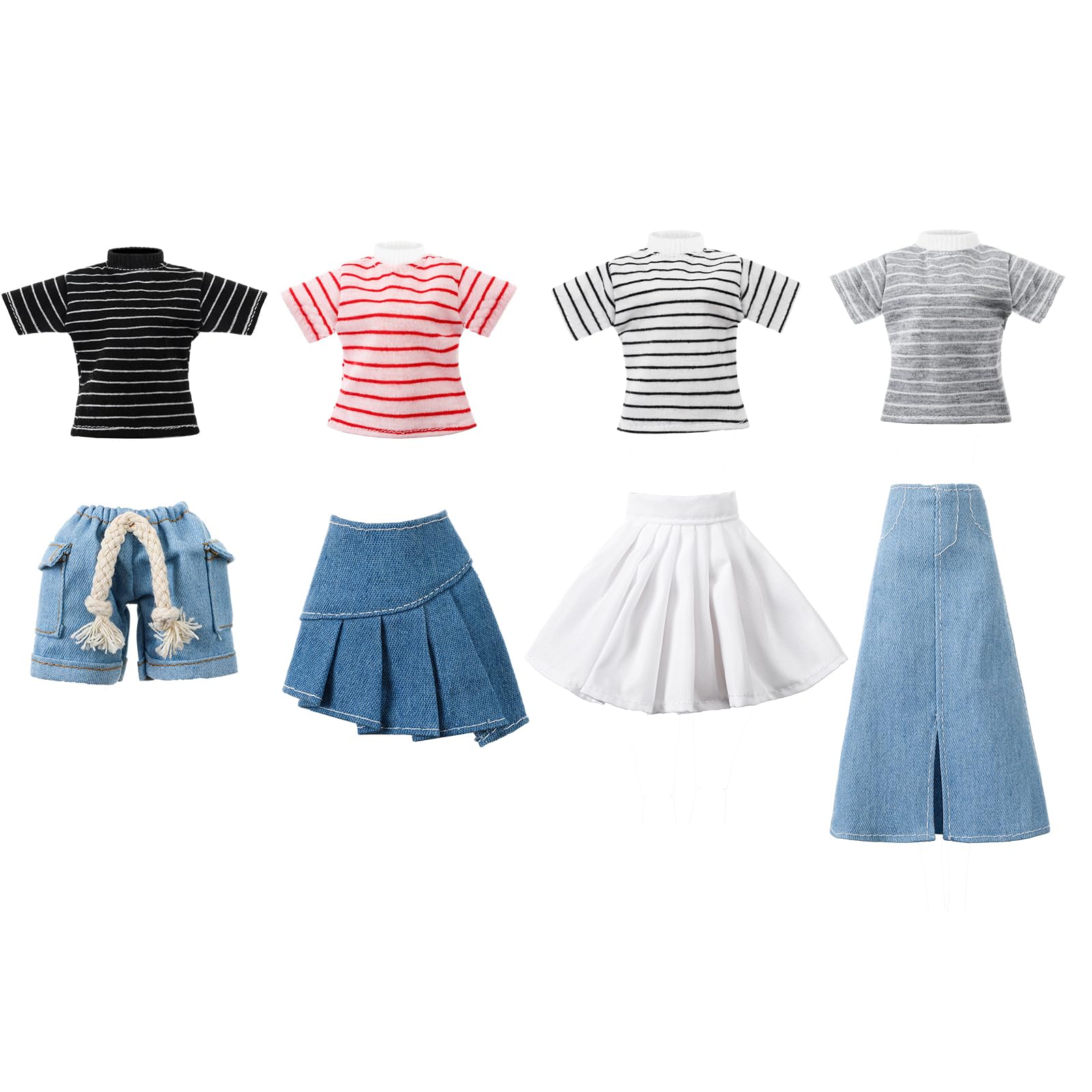 8-Piece Doll Clothes Set for 11.5 Inch Dolls – Casual Tops and Denim Pants by Bencailor
