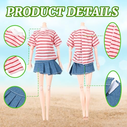 8-Piece Doll Clothes Set for 11.5 Inch Dolls – Casual Tops and Denim Pants by Bencailor