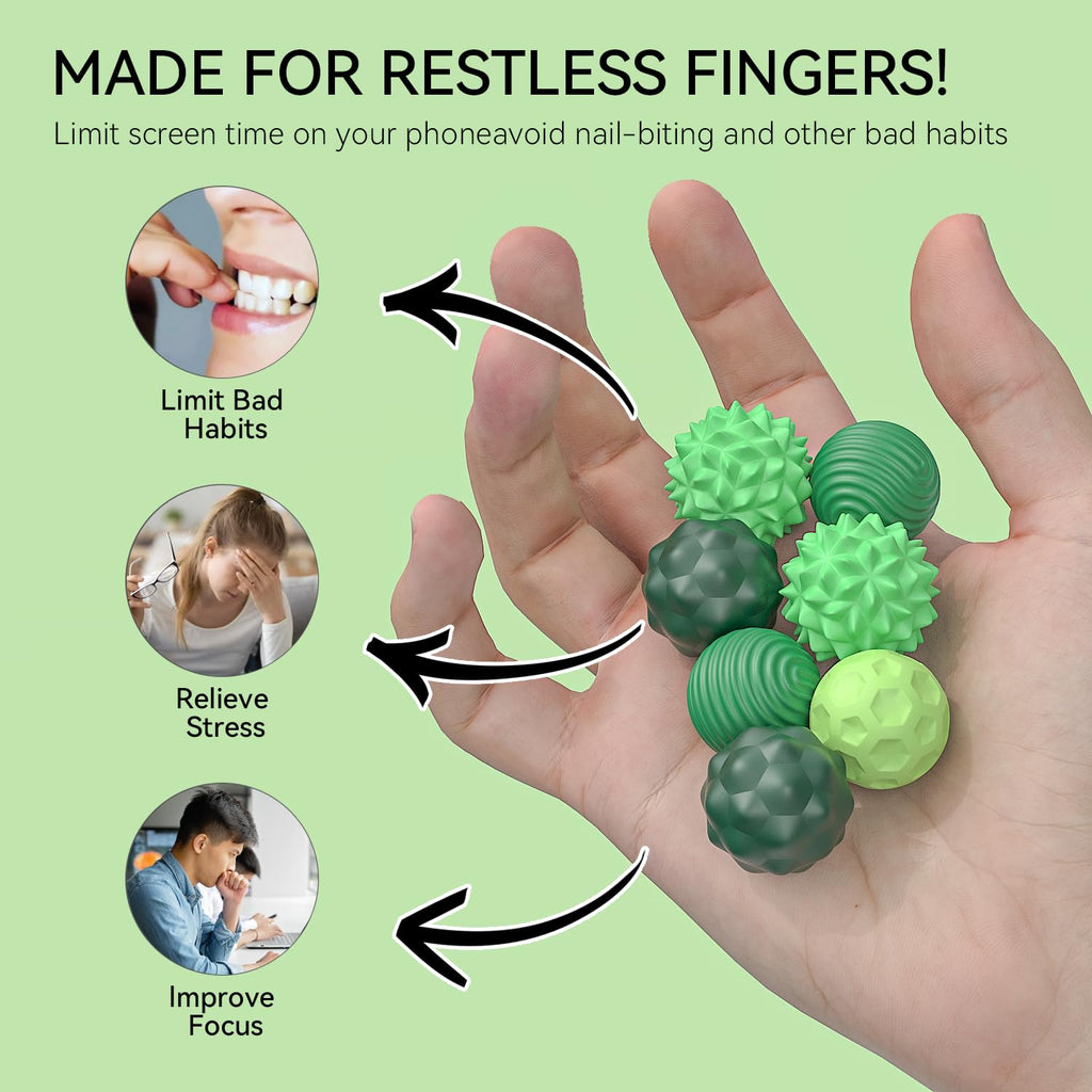 8-Piece Magnetic Fidget Balls with Silicone Shell – Calming Stress Relief for Adults, Green