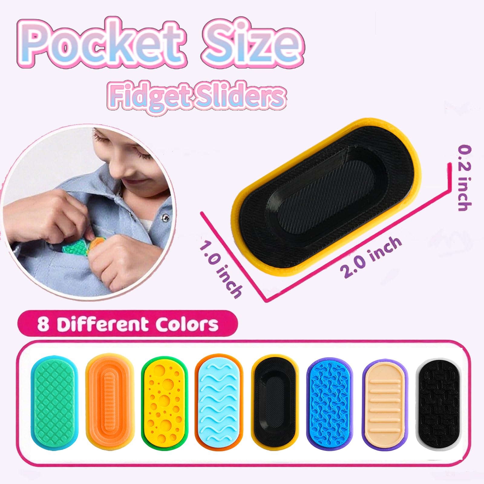 8-Piece Magnetic Fidget Slider Set with Glow-in-the-Dark for Stress Relief - EXQDYNM