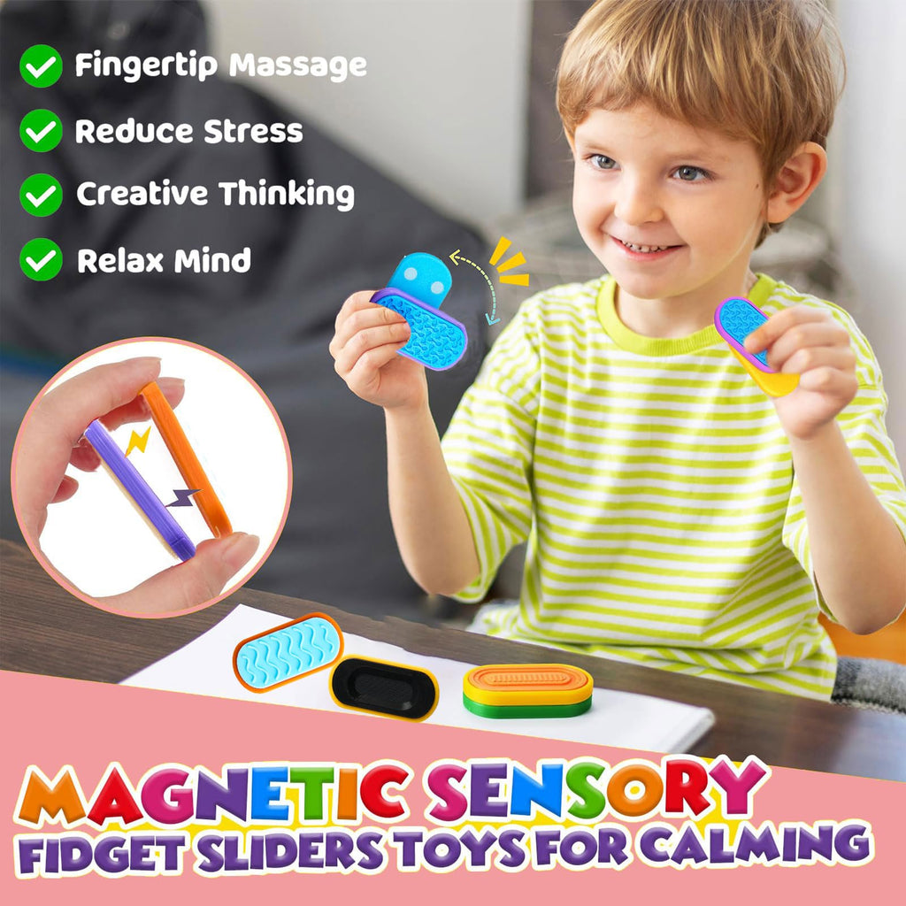 8-Piece Magnetic Fidget Slider Set with Glow-in-the-Dark for Stress Relief - EXQDYNM