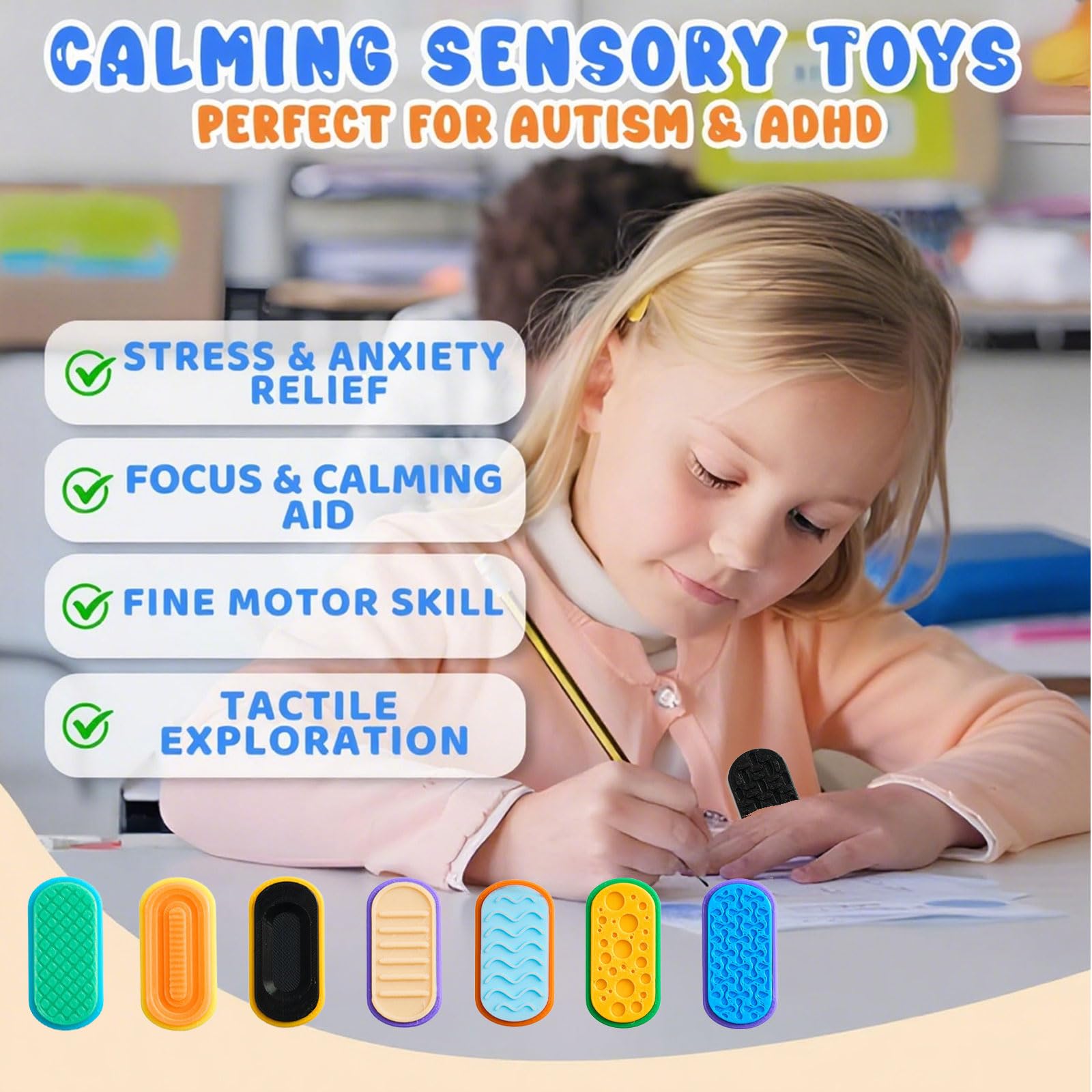 8-Piece Magnetic Fidget Slider Set with Glow-in-the-Dark for Stress Relief - EXQDYNM