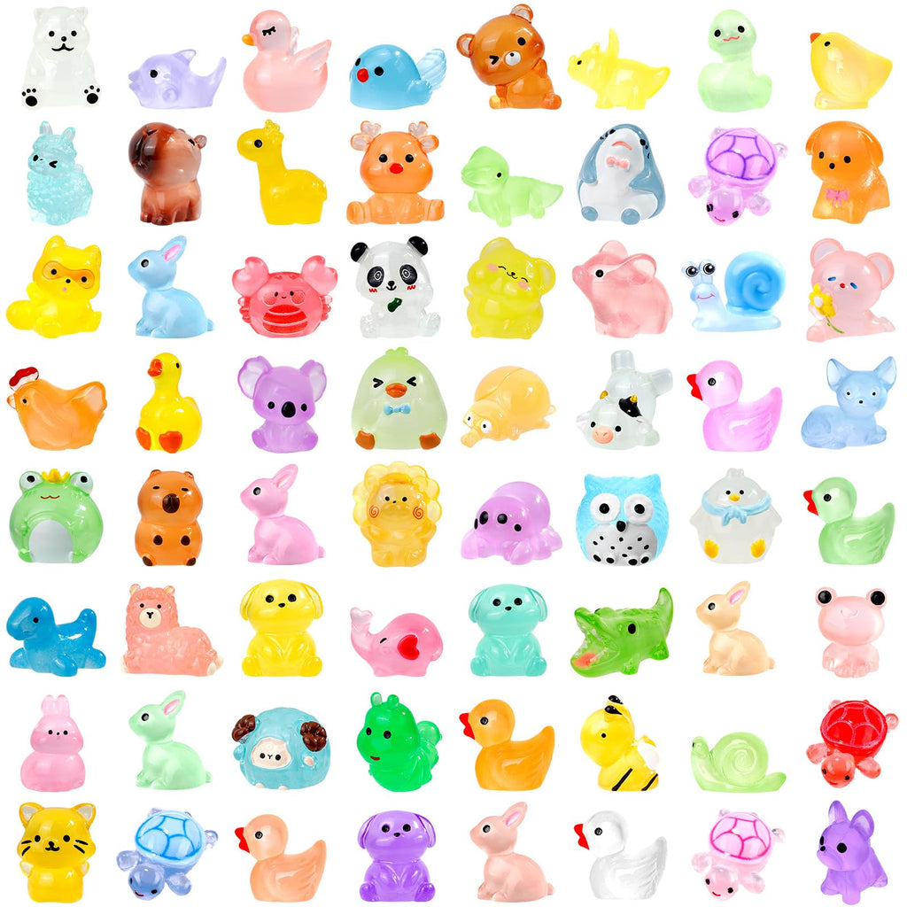 80 Luminous Mini Resin Animals – Unique Glow in the Dark Figurines for Fairy Gardens, Dollhouses & Party Favors
