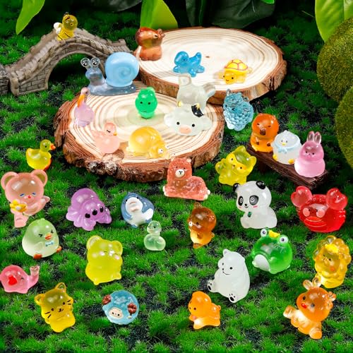 80 Luminous Mini Resin Animals – Unique Glow in the Dark Figurines for Fairy Gardens, Dollhouses & Party Favors