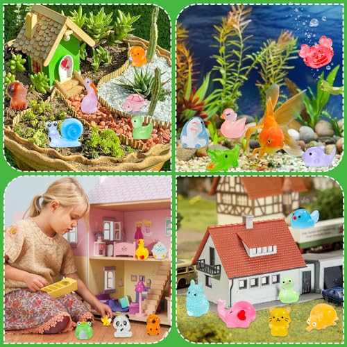 80 Luminous Mini Resin Animals – Unique Glow in the Dark Figurines for Fairy Gardens, Dollhouses & Party Favors