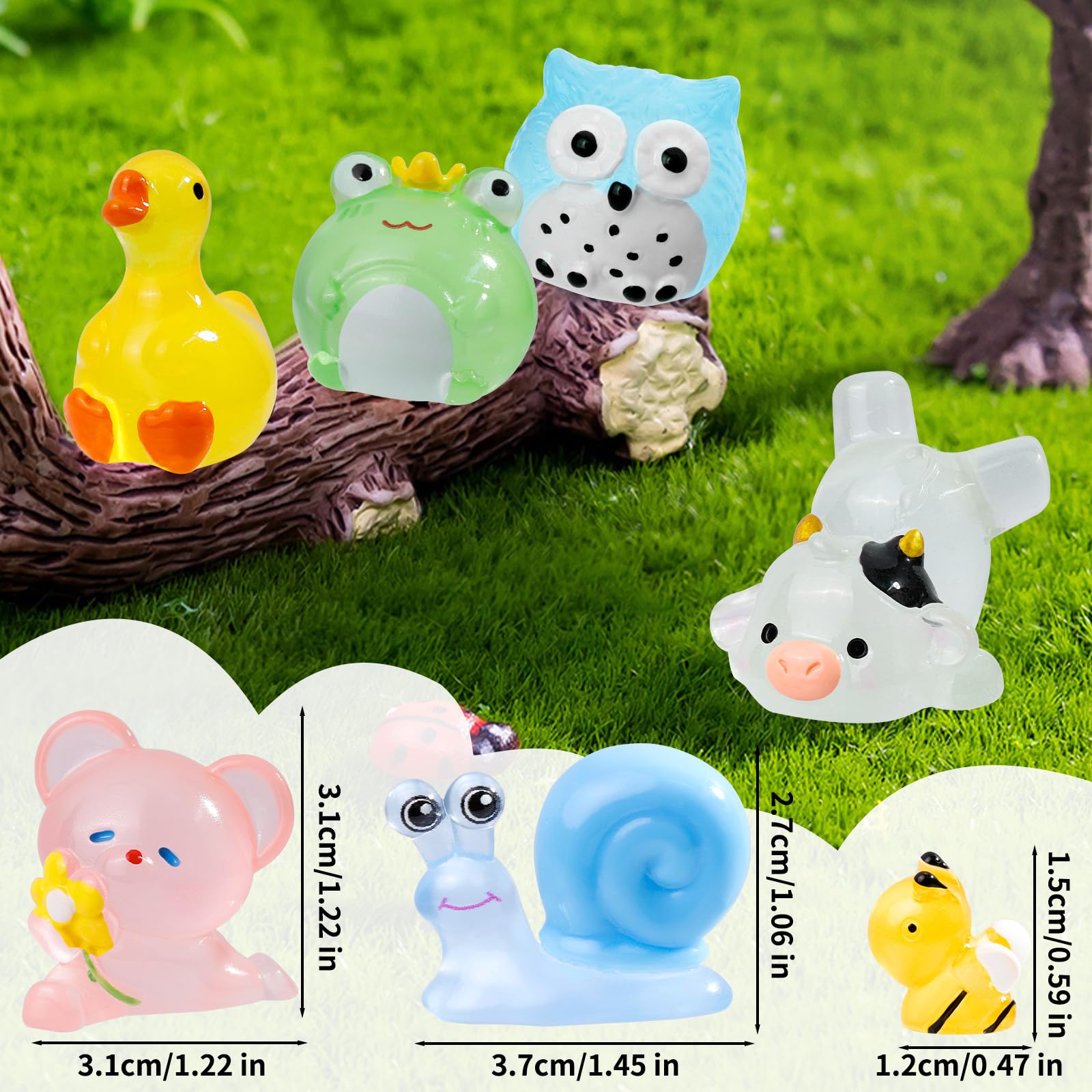 80 Luminous Mini Resin Animals – Unique Glow in the Dark Figurines for Fairy Gardens, Dollhouses & Party Favors