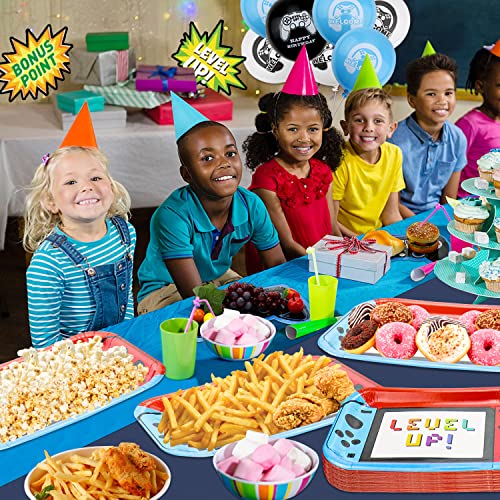 80 Pack 11-Inch Controller Paper Plates for Video Game Birthday Party - Blue