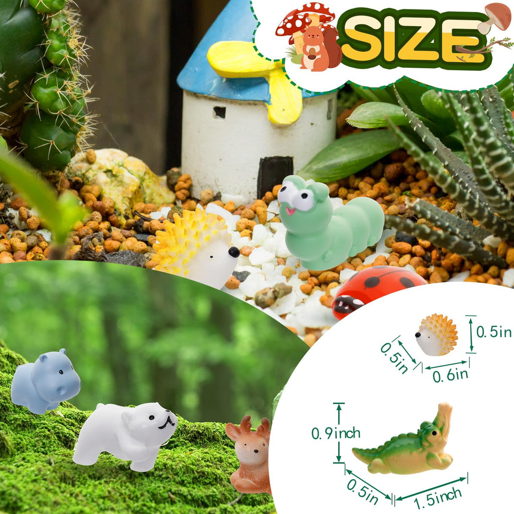 80-Piece Mini Resin Animals Set - Assorted Tiny Figurines for Fairy Gardens, Dollhouses & Crafts