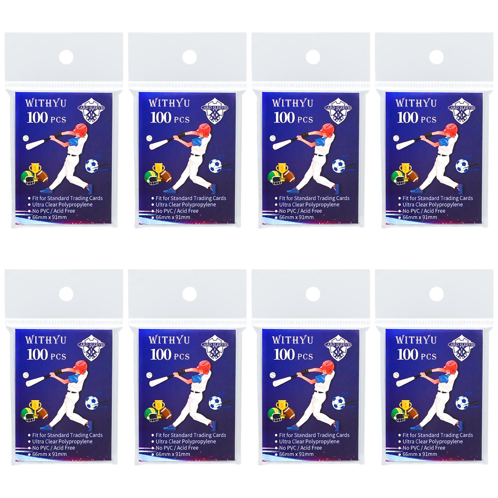 800 Pcs Soft Trading Card Sleeves, Top-Loading Ultra-Clear Protectors for Standard Cards - WITHYU