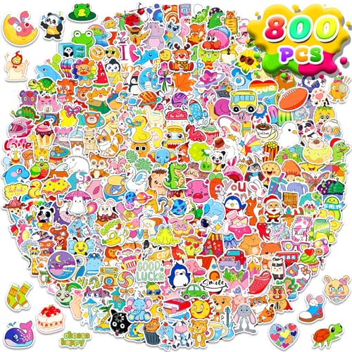 800-Piece Vinyl Water Bottle Stickers – Colorful, Waterproof, and Reusable for Kids & Adults
