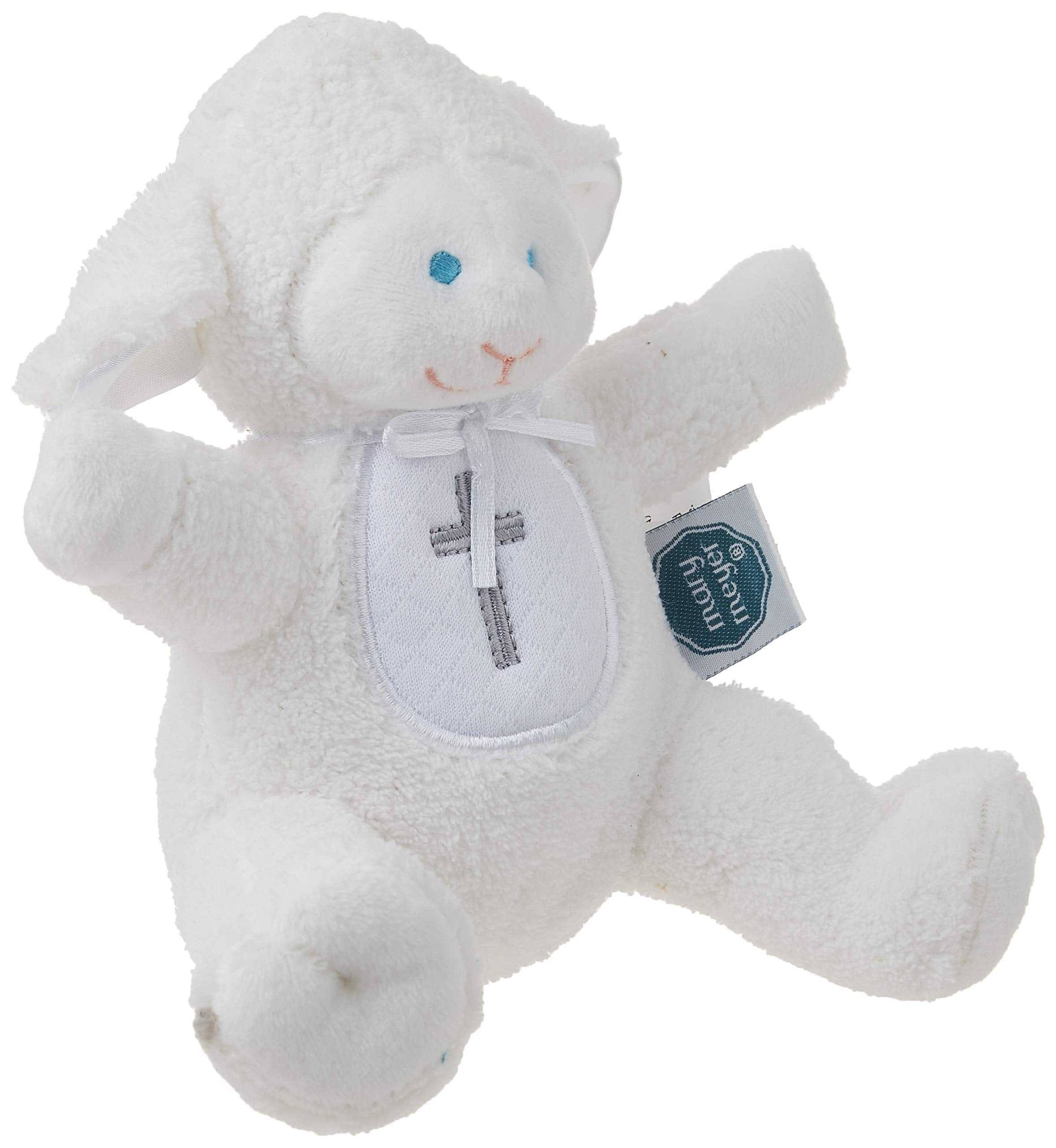 Mary Meyer Christening Lamb Rattle, 5-Inch Plush Baby Toy with Embroidered Cross