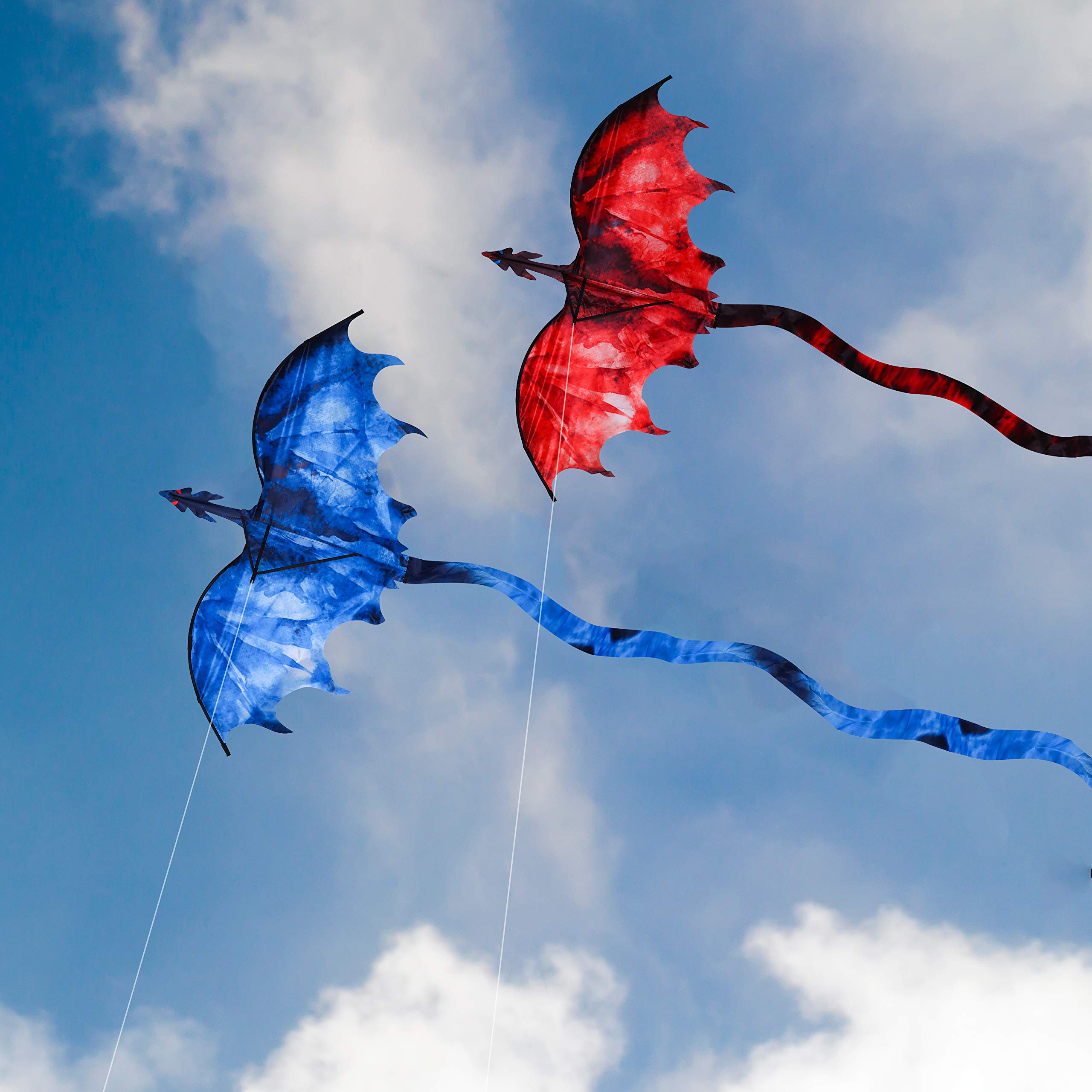 JEKOSEN Fiery Dragon Kite – 54" Huge Single Line, Easy to Fly, 162" Tail with 330ft String