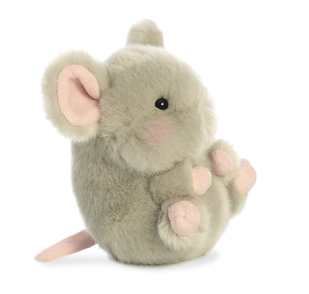 Aurora Rolly Pet Frisk Mouse Stuffed Animal - 5" Gray Plush, Sits & Rolls, Compact Travel Toy