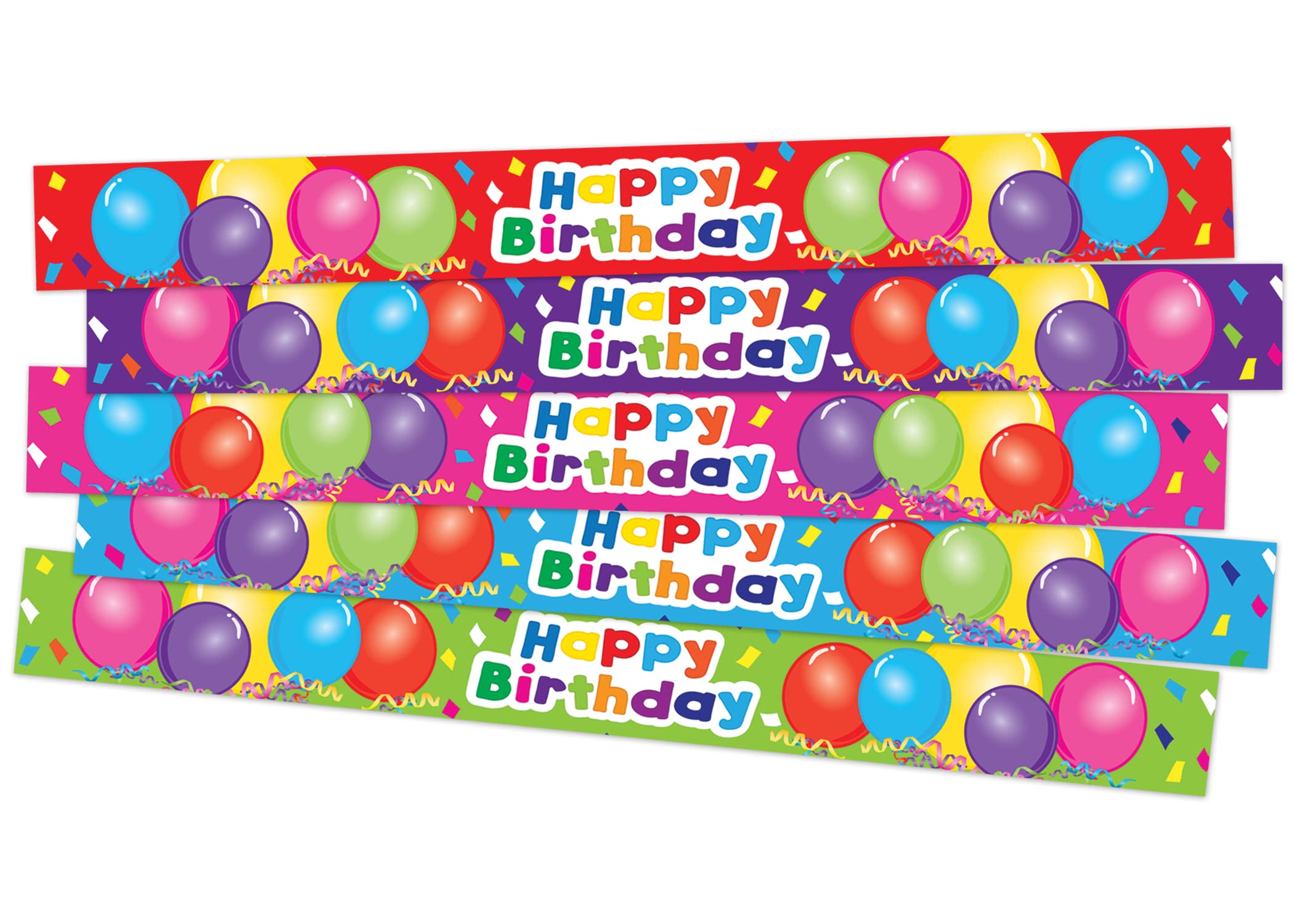 Teacher Created Resources Happy Birthday Balloons Slap Bracelets, 10-Piece Set for Kids’ Parties & Classroom Rewards
