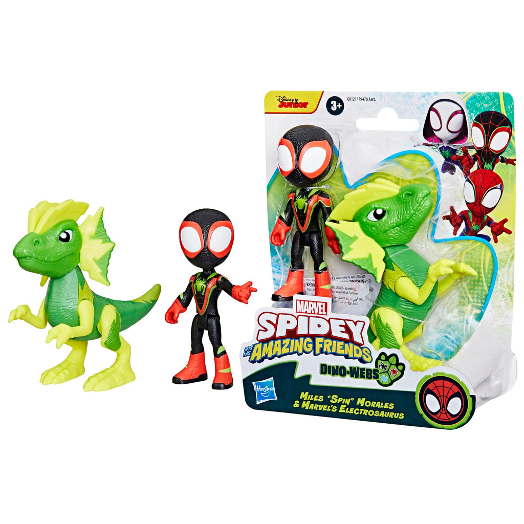 Marvel Spidey Dino-Webs: Miles Morales & Electrosaurus Action Figures for Ages 3+