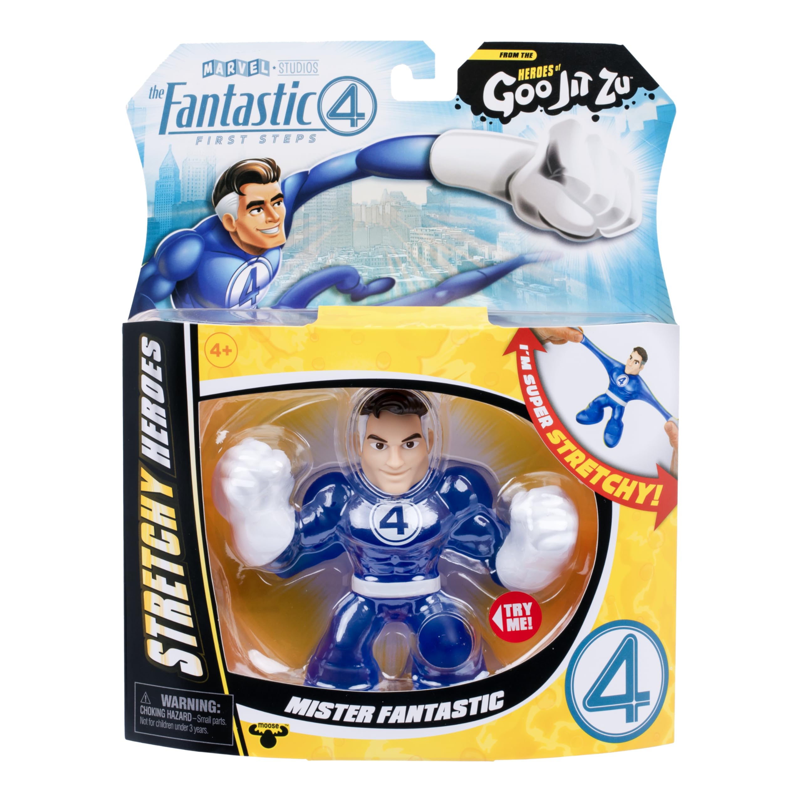 Heroes of Goo Jit Zu Mister Fantastic Stretch Action Figure – Marvel The Fantastic 4 First Steps, 4.5-Inch Gel-Filled Superhero Toy