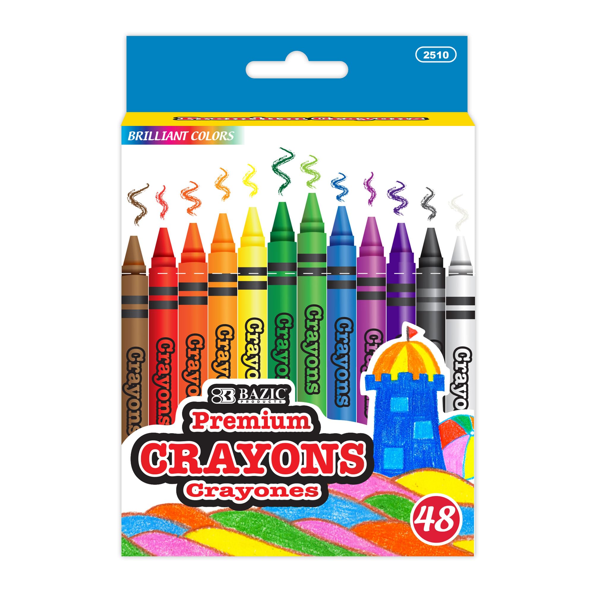 BAZIC 48 Premium Crayons Set – Assorted Colors for Art, Drawing & Coloring