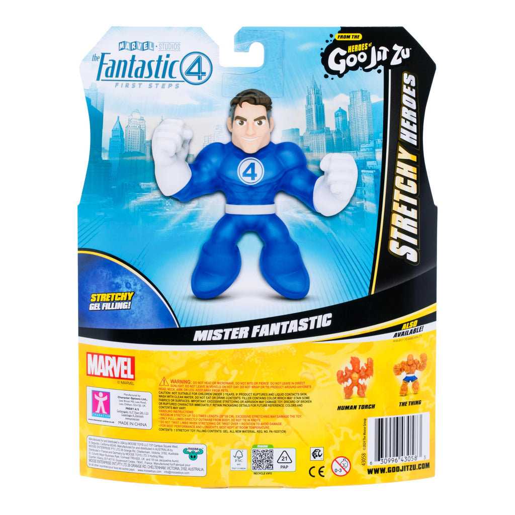 Heroes of Goo Jit Zu Mister Fantastic Stretch Action Figure – Marvel The Fantastic 4 First Steps, 4.5-Inch Gel-Filled Superhero Toy