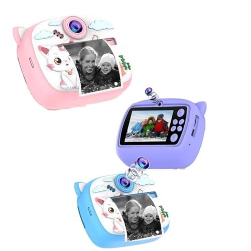 8MP Kids Instant Print Digital Camera – Puppy & Piggy Design, 1080P Video, Includes Print Rolls & Lanyard (SD Card Not Included)