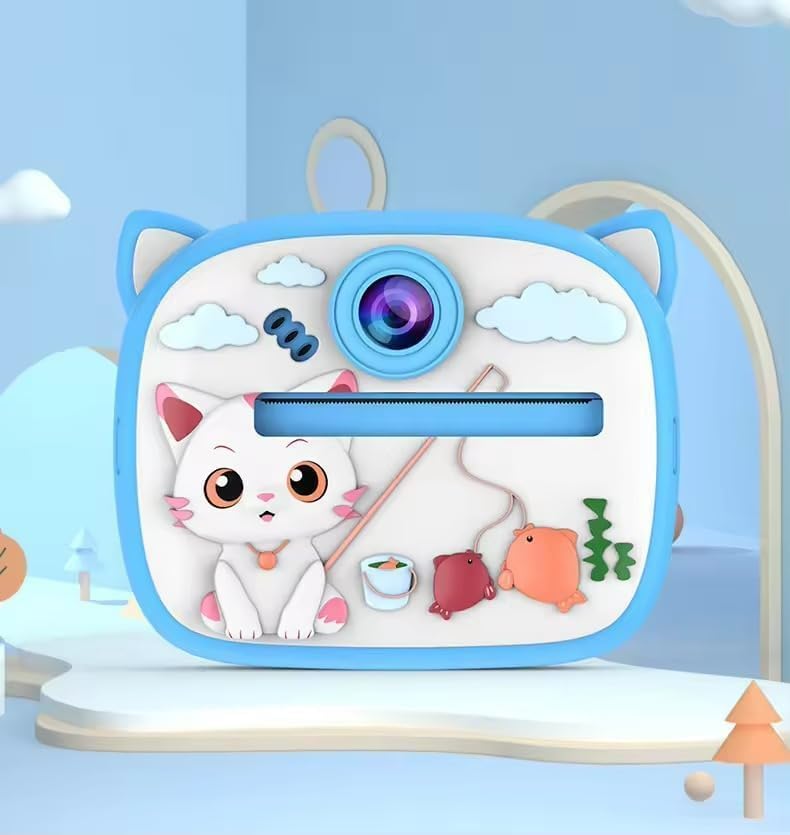 8MP Kids Instant Print Digital Camera – Puppy & Piggy Design, 1080P Video, Includes Print Rolls & Lanyard (SD Card Not Included)