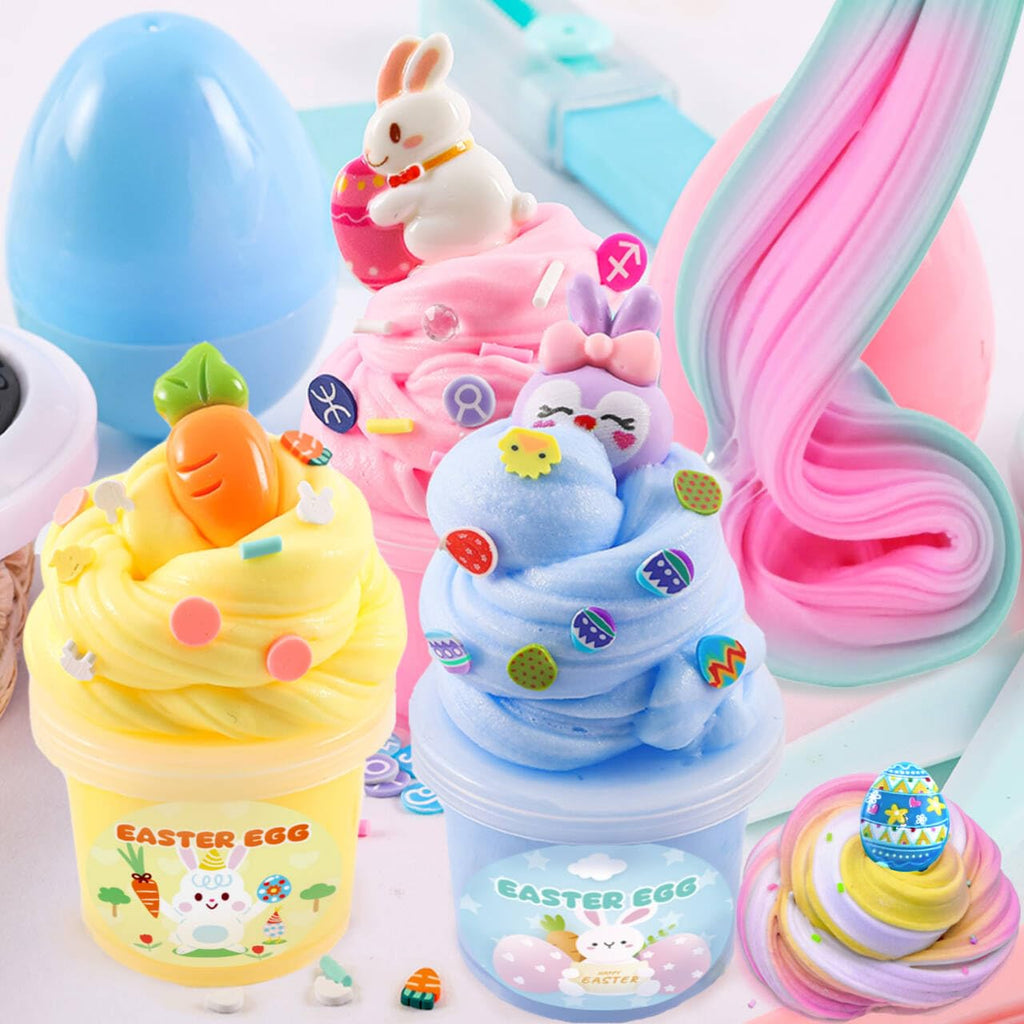 8Pack Butter Slime Kit for Kids – Easter Basket Stuffers with Prefilled Eggs, Stretchy Non-Sticky Sensory Play