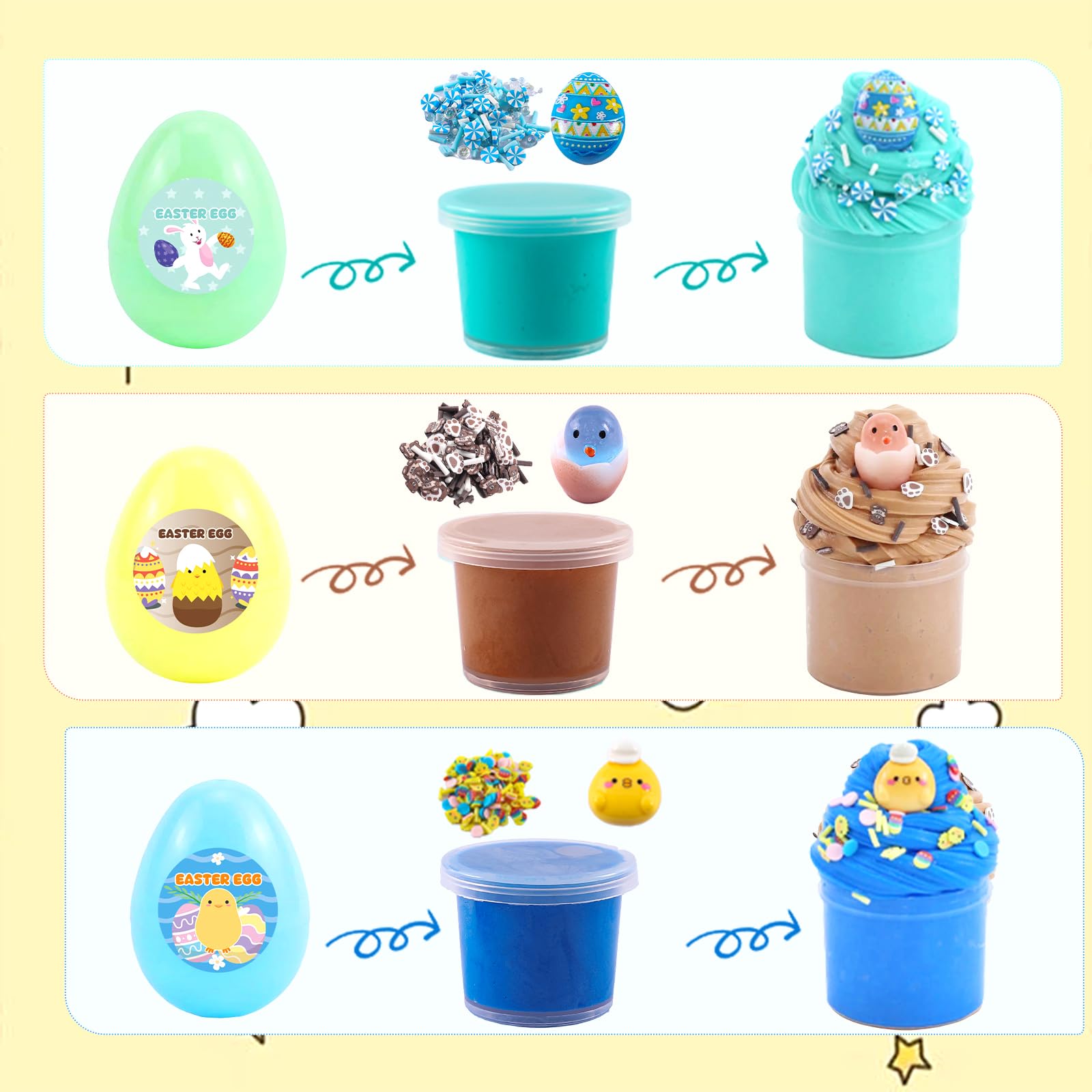 8Pack Butter Slime Kit for Kids – Easter Basket Stuffers with Prefilled Eggs, Stretchy Non-Sticky Sensory Play