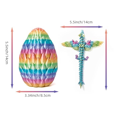 9-Inch Articulated Dragon in a Rainbow Egg – Poseable Fidget Toy & Desk Decor for Fantasy Fans