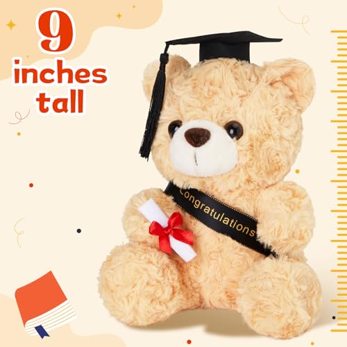 9-Inch Graduation Teddy Bear with Cap and Diploma – Soft Plush, Machine Washable, Class of 2026 Gift