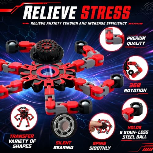 9-Pack 2-in-1 Transformable Fidget Spinners – Robot Sensory Toys for Kids, Quiet Spinning Bearings, Party Favors, Travel Stress Relief