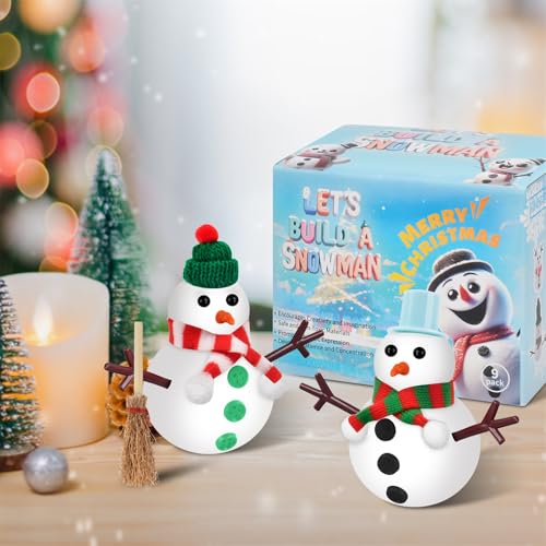 9-Pack Build a Snowman Kit – Air Dry Clay Christmas Crafts for Kids, Teens, Stocking Stuffers Under $10