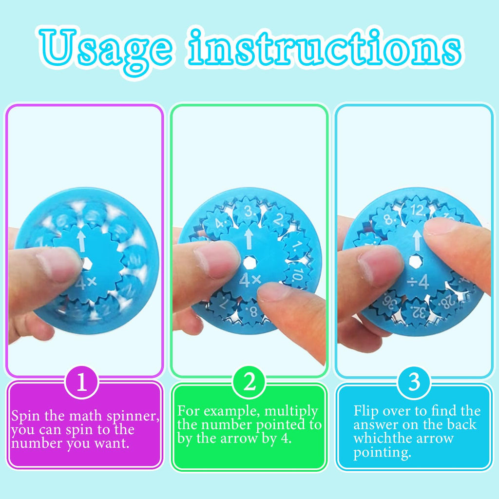 9-Pack Math Fidget Spinners for Multiplication & Division Practice | Sensory Learning Toys for Kids Ages 6-12